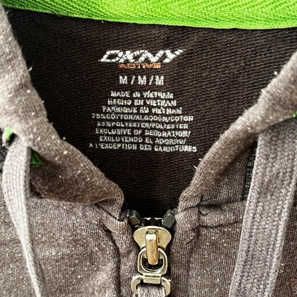 DKNY Gray Zip Up Hoodie Sz M - Picture 2 of 6